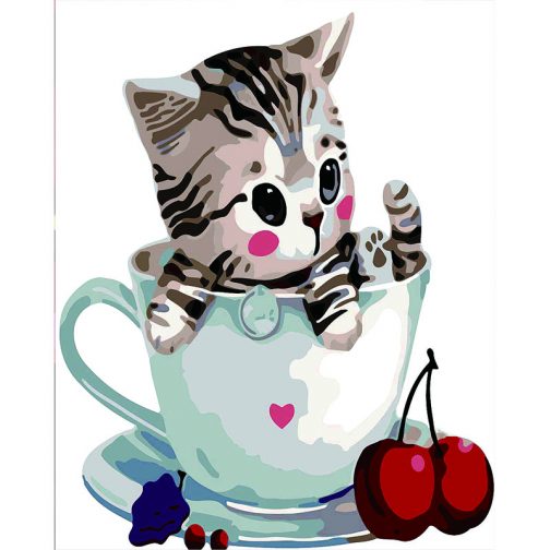 Cat in Cup számfestő készlet