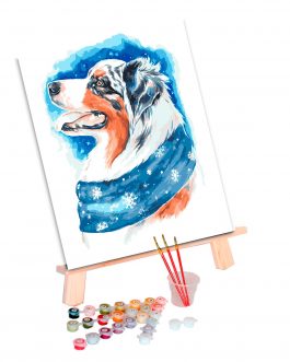 Téli kutya számfestő készlet